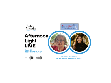 Join us for a very special live podcast with celebrated children's authors Jackie French (Rain Stones, Diary of a Wombat, The Girl from Snowy River, Hitler's Daughter) & Kate O'Donnell (Untidy Towns, This One is Ours), hosted by Georgina Downer. Join us for a very special live podcast with celebrated children's authors Jackie French (Rain Stones, Diary of a Wombat, The Girl from Snowy River, Hitler's Daughter) & Kate O'Donnell (Untidy Towns, This One is Ours), hosted by Georgina Downer.
