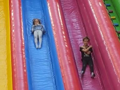 Don't miss out on the thrill of racing down this 9-meter slide with TWO of your buddies! It's the Triple Whammy of slide...