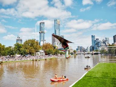 Aided by a nifty flying machine or simply superhero bravado, courageous competitors at Moomba's Birdman Rally