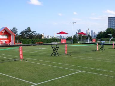 Our bowling Green will be transformed into three Petit Tennis courts for guests to enjoy a barefoot game of Petit Tennis...