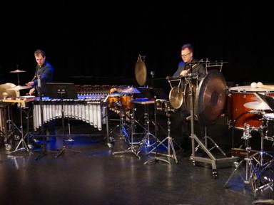Newly commissioned works for percussion, percussion and percussion by Greg Sheehan, Sandy Evans, Lee McIver, Giorgio Roj...