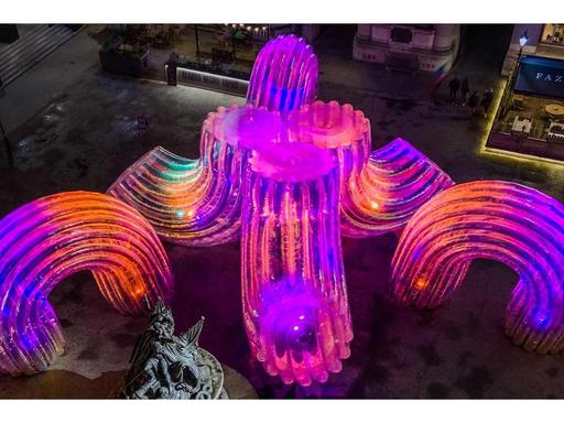 Come inside the glowing, tubular forms that stretch into iridescent tunnels.... Come inside the glowing, tubular forms that stretch into iridescent tunnels....