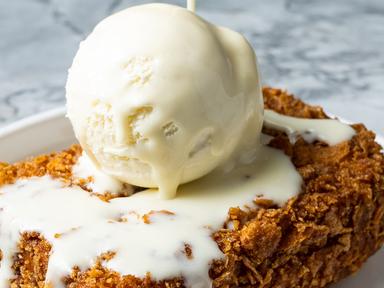 They'll be serving one new mind-blowing dessert that's never been done before and three of their most popular breakfast-...