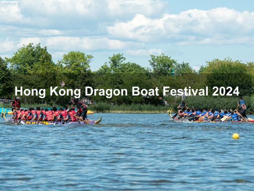 Dragon boat teams from all over North America compete in fiberglass boat races.