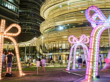 Darling Square will be home to three humongous interactive Christmas bells with inbuilt swings for the kids (and big kid...