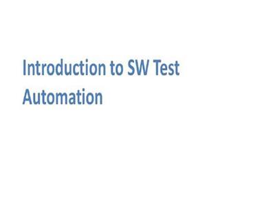 Introduction To Software Test Automation 2020