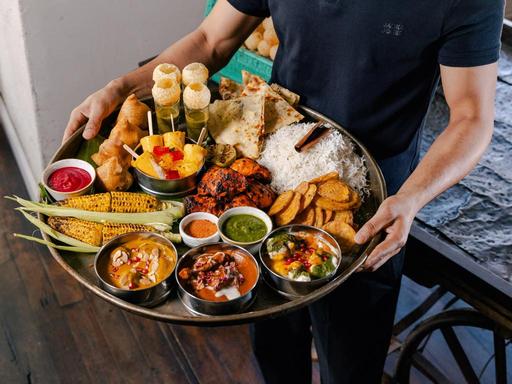 Jumbo Thali! Street food from Old Delhi.Take a trip to the back streets of Old Delhi and share a selection of street foo...