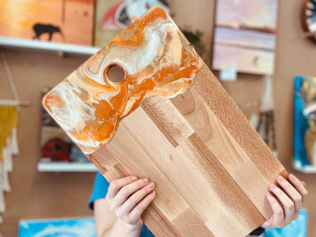 Learn to make 1 x epoxy resin decorated charcuterie board- Mango Hill Coffee Club Sip 'n' Dip 2023 | What's on in Mango Hill