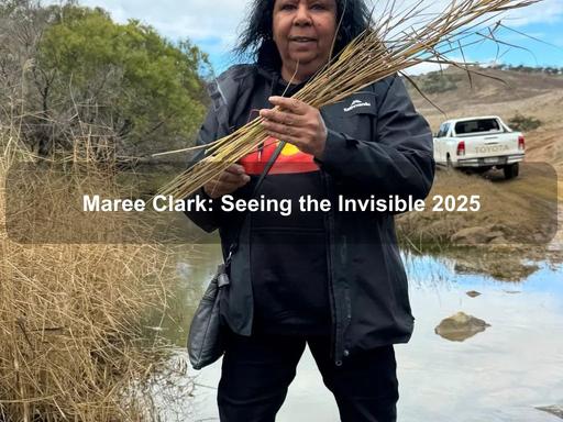 Maree Clarke: Seeing the Invisible showcases newly made, supersized Reed Necklaces by Yorta Yorta/Wamba Wamba/Mutti Mutti/Boonwurrung artist Maree Clarke