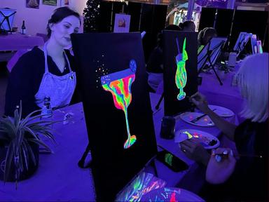 Lights Out. Paints On! With UV Lights and Neon Paints.