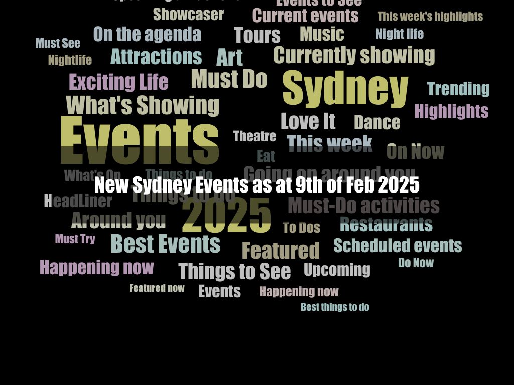 New Sydney Events as at 9th of Feb 2025 | UpNext