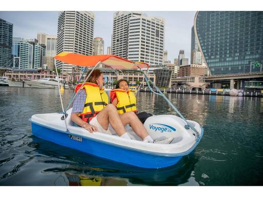 Hop on board and soak up the warmth and joy of Cockle Bay as you pedal on the harbour....