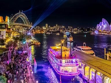 Enjoy the spectacular festive lights with Vivid cruises on Sydney Harbour.