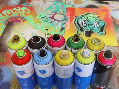 Learn how to create quirky stencil art on canvas- from sketching the image to spray paint technique. No experience requi...