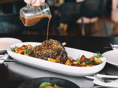 Delight in a Sunday Roast designed to share between 3-4 people or more at Mr & Mrs G Riverbar Eagle Street Pier.Enjoy su...