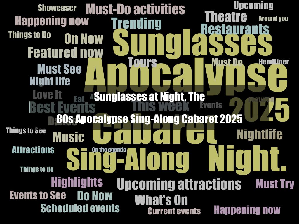 Sunglasses at Night. The 80s Apocalypse Sing-Along Cabaret 2025 | What's on in Bayswater