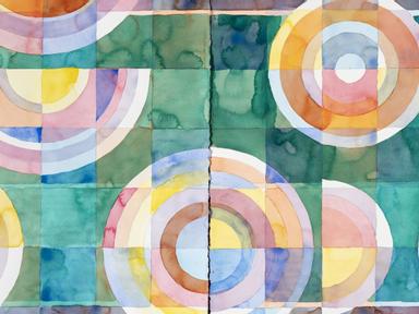 Sunset at Wellington Point by Brisbane artist Kathryn Blumke presents a serious of geometric watercolour paintings in re...