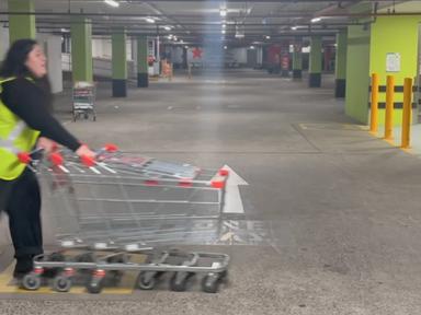 Trolley Herder, a video installation in the you're okay front window at the City of Sydney Creative Studios (CoSCS) expl...