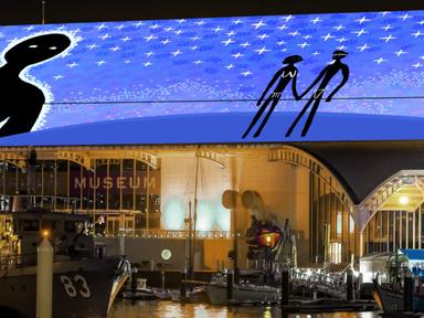 Marvel as the Australian National Maritime Museum roof is illuminated for Vivid 2025, accompanied by a soundscape perfor...