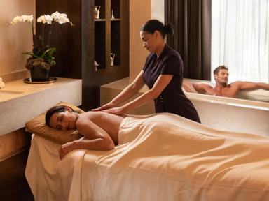 In Chi, The Spa's private couples suite, be pampered with a luxurious Aroma Journey massage and brightening collagen eye...
